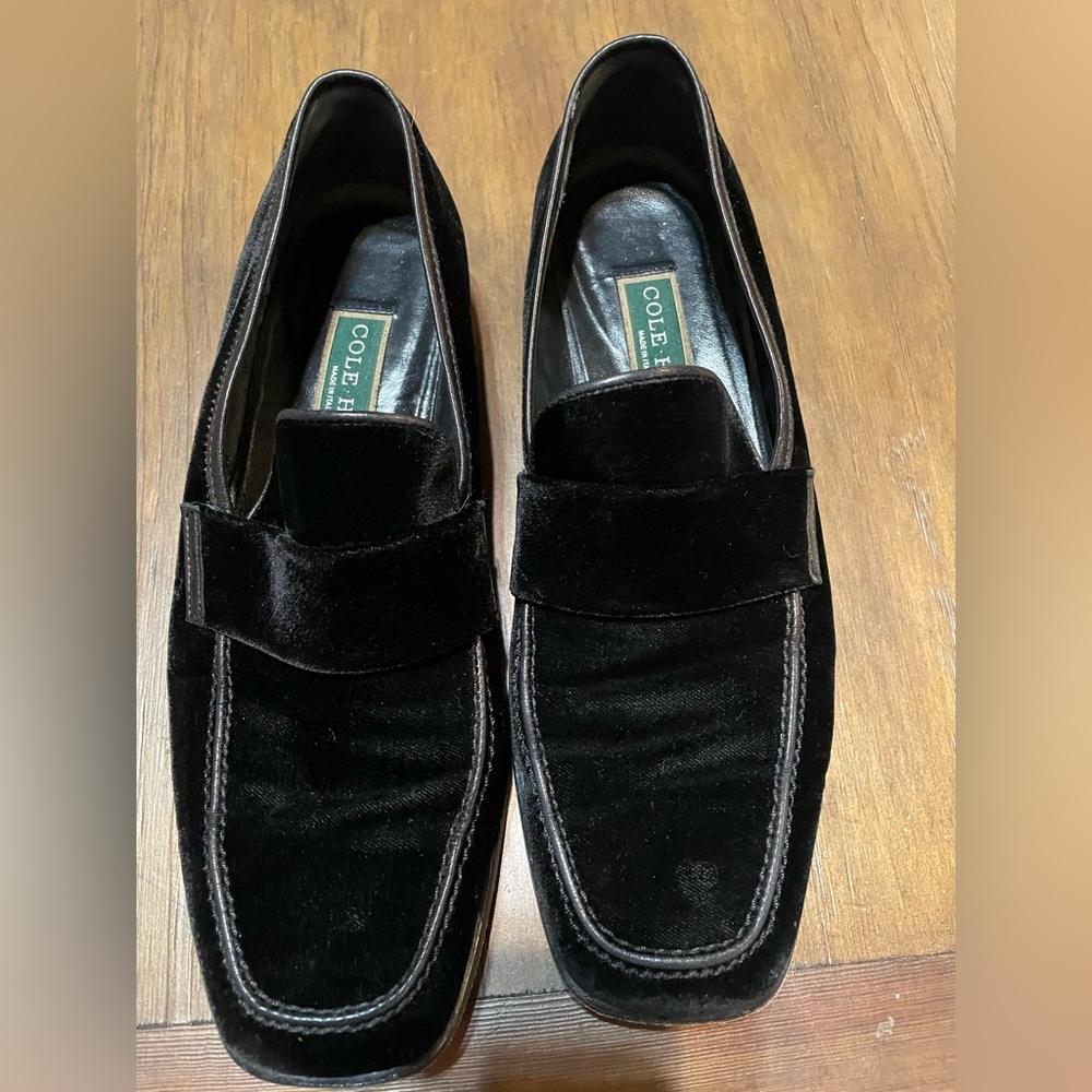 Cole Haan Womens Velvet Slide On Loafers Black Size 9.5 B